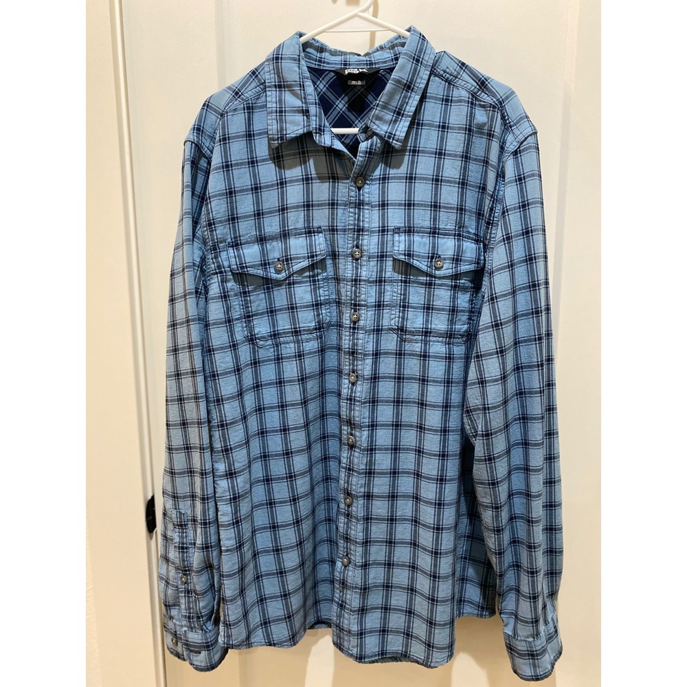 Eddie Bauer Mens Tall Blue Plaid Shirt Long Sleeve Button Down Large Tall
